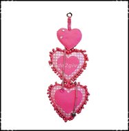 Decoratiehanger-harten-Boerenruit-roze--roze