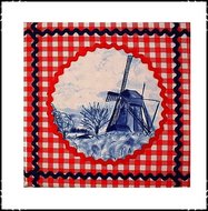 Wanddecoratie-Holland-stijl-boerenruit-rood-molen