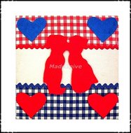 Wanddecoratie-rood-wit-blauw-rood-kussend-paartje-klein