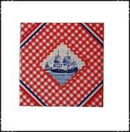 Wanddecoratie-rood-wit-blauw-boerenruit-rood-met-boot