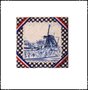 Wanddecoratie rood/wit/blauw met molen