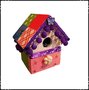Vogelhuisje medium Home collectie met paarse bolletjes